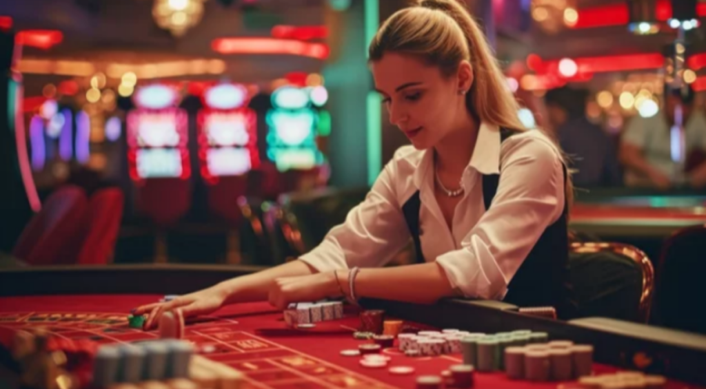 a girl showing how to play baccarat
